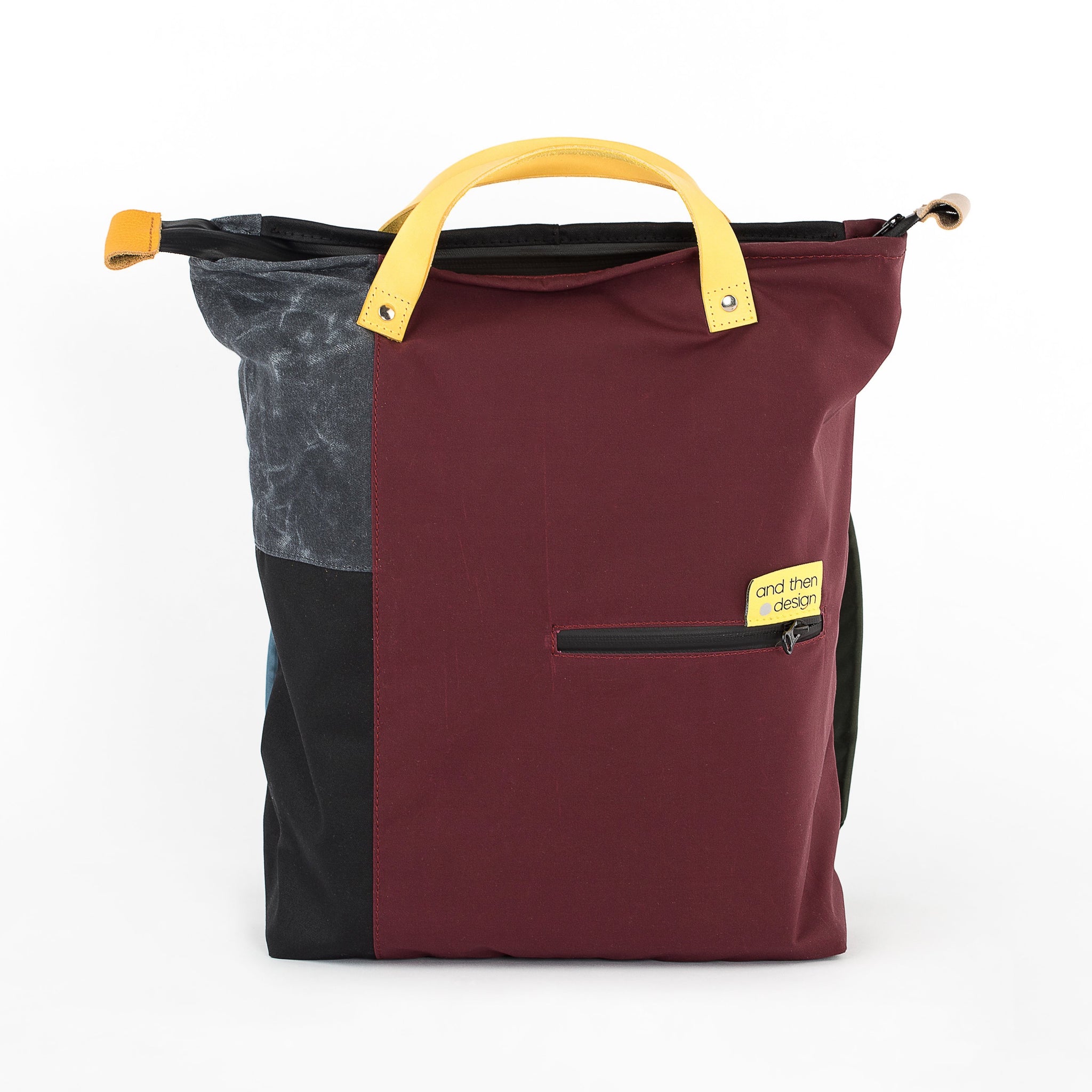 andthen.design an evolution of Vel-Oh.com-Dave | Backpack zero-1 colorblock backpack, colourblock backpack, zero waste backpack, odd straps