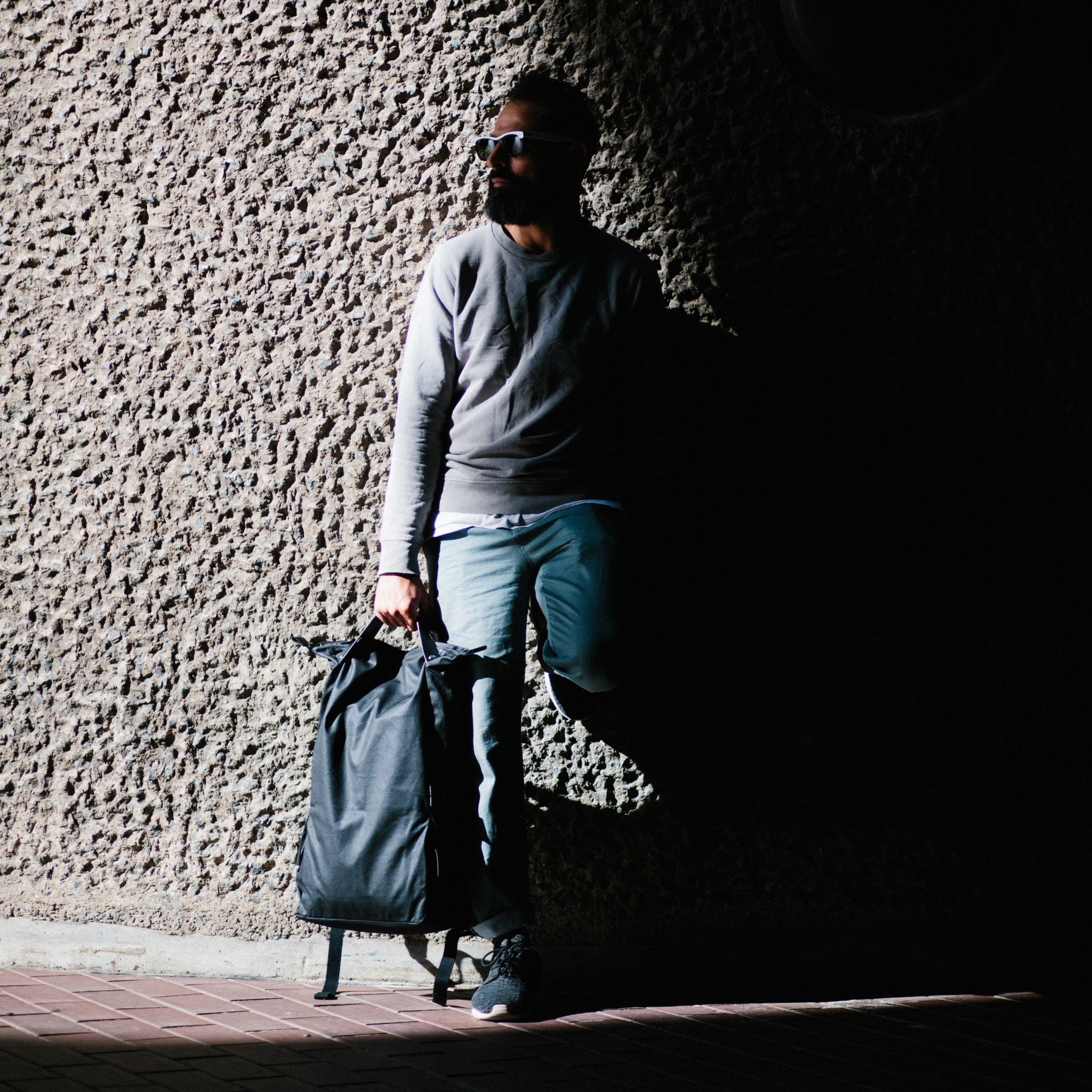 andthen.design an evolution of Vel-Oh.com-FlopTop | Backpack backpack with handles, handmade backpack with handles, black on black, british millerain backpack