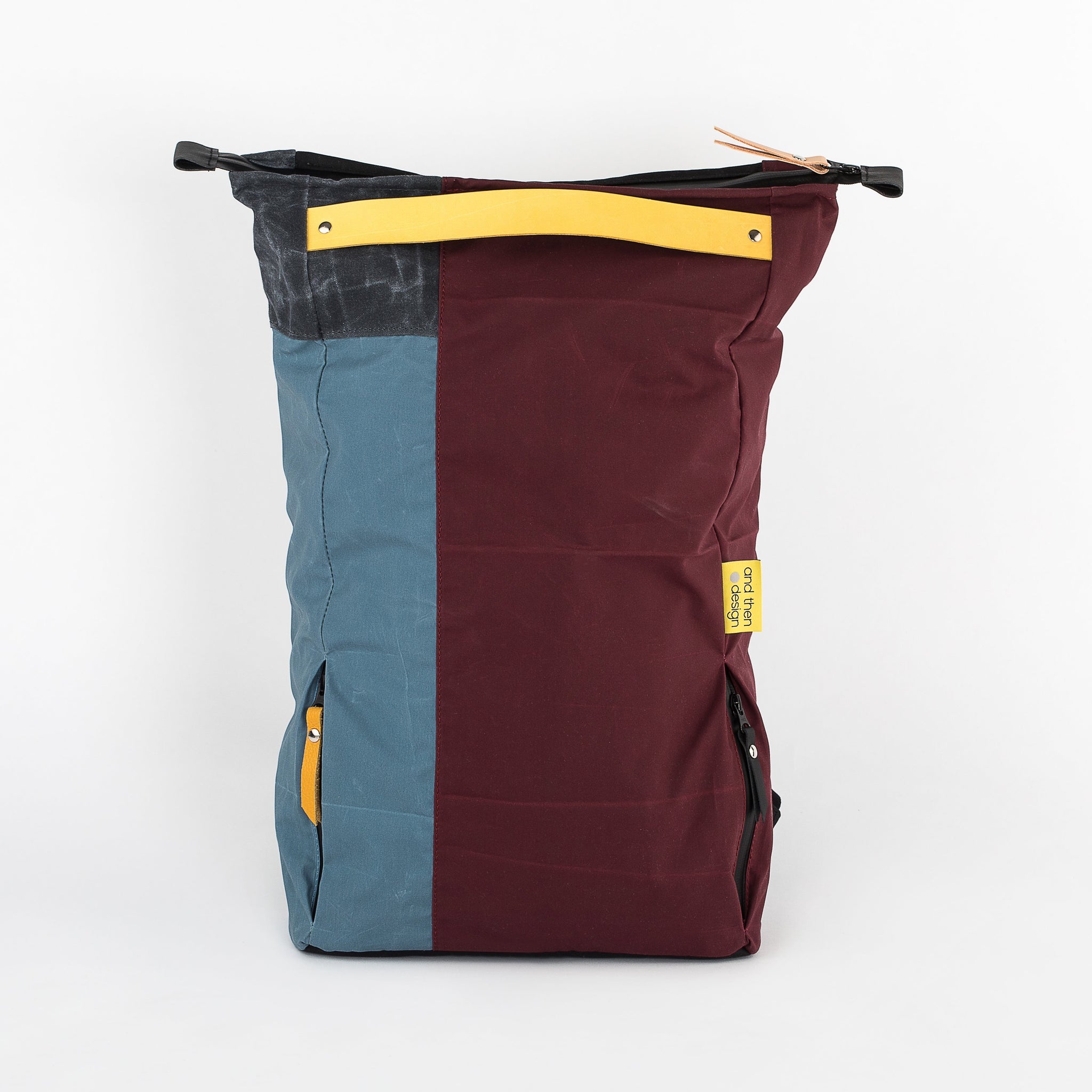 andthen.design an evolution of Vel-Oh.com-FlopTop | Backpack zero-1 colorblock backpack, colourblock backpack, zero waste backpack, sustainable backpack, odd straps