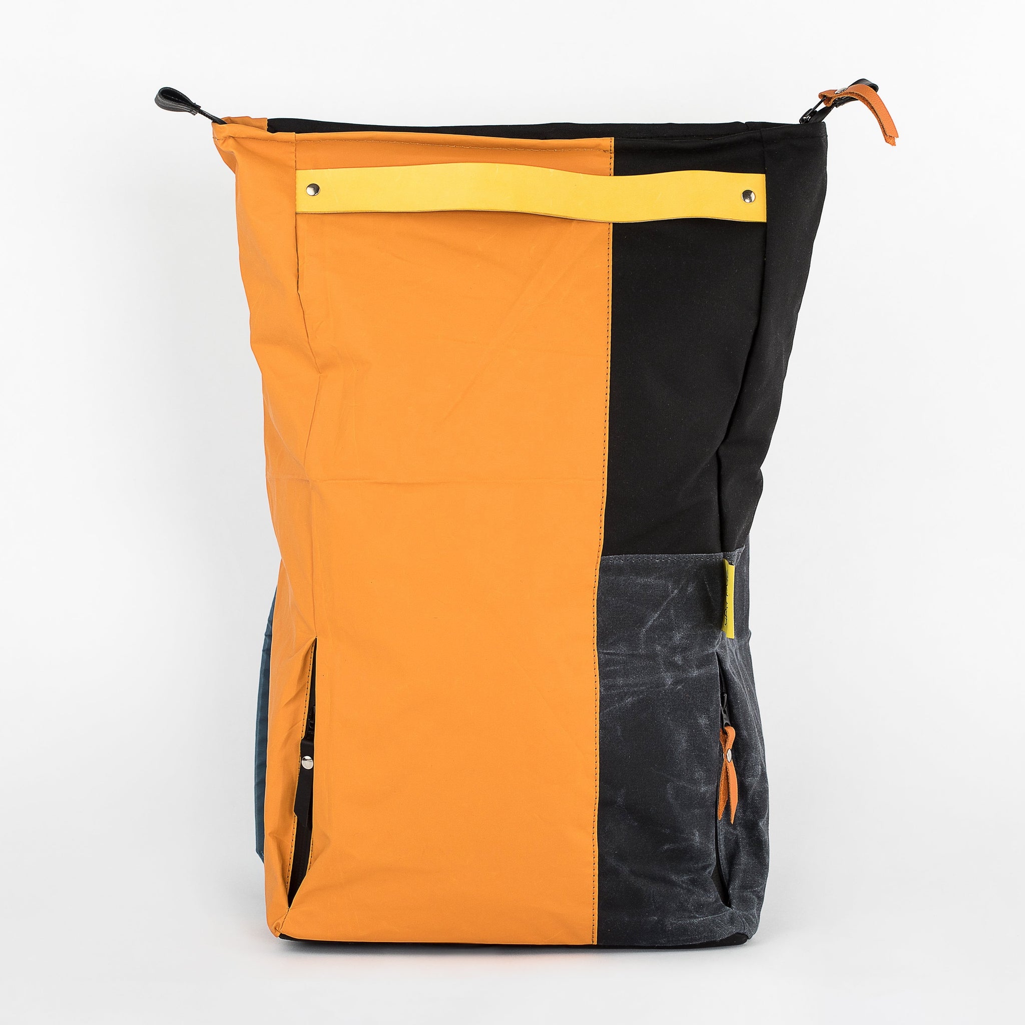 andthen.design an evolution of Vel-Oh.com-FlopTop | Backpack zero-1 colourblock backpack, colorblock backpack, odd straps, zero waste backapck, handmade backpack using off cuts