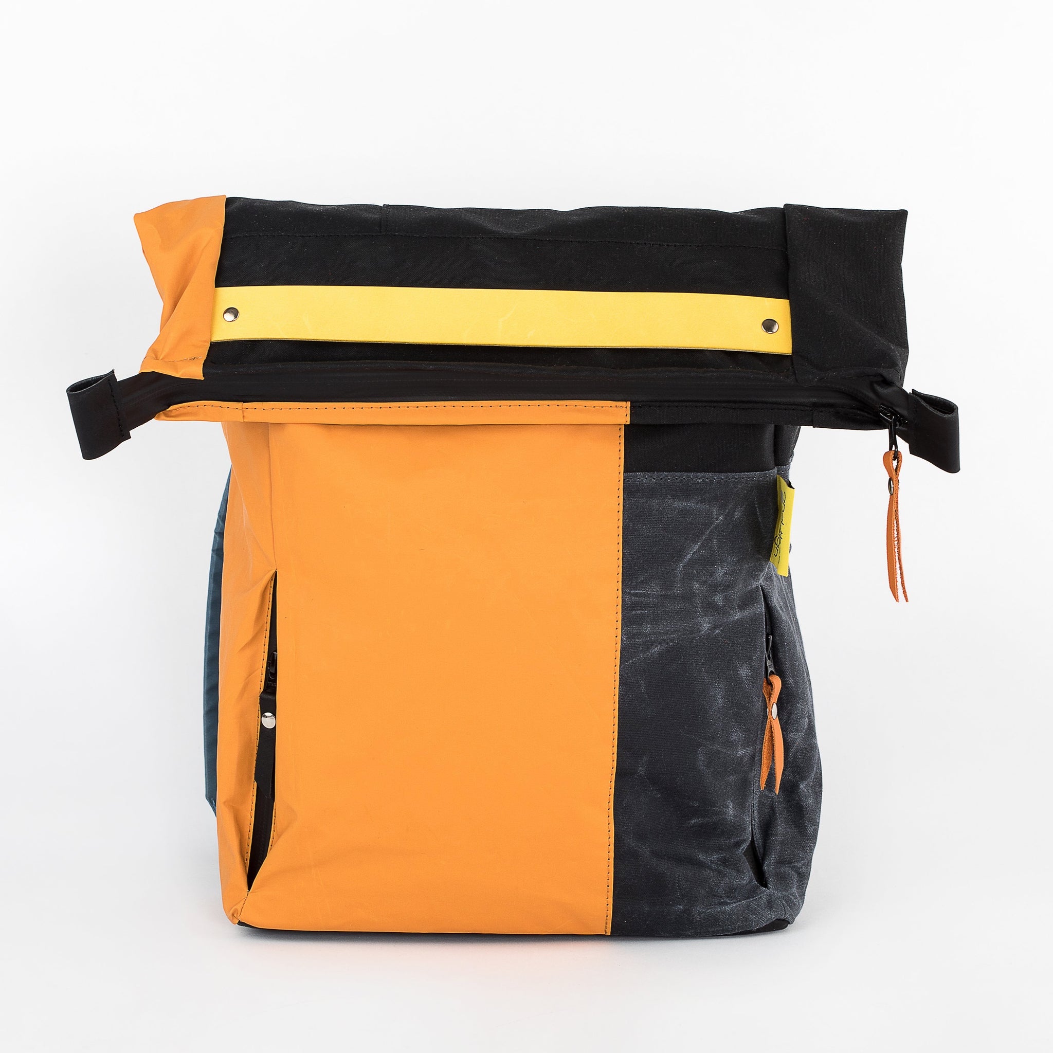 andthen.design an evolution of Vel-Oh.com-FlopTop | Backpack zero-1 colourblock backpack, colorblock backpack, odd straps, zero waste backpack, handmade backpack using off cuts